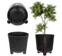 KADAX Maceta con inserto interior, maceta de plástico, maceta redonda, maceta decorativa para interior y exterior (negro, 26 cm), K9905
