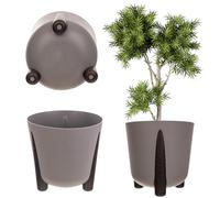 KADAX Maceta con inserto interior, maceta de plástico, maceta redonda, maceta decorativa para interior y exterior (beige oscuro, 30 cm), K9916