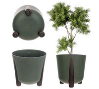 KADAX Maceta con inserto interior, maceta de plástico, maceta redonda, maceta decorativa para interior y exterior (verde, 34 cm), K9927