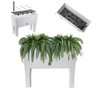 KADAX Maceta con patas, bancal de plástico en 2 tamaños, jardinera con diseño de ratán, jardinera para jardín, balcón, terraza, macetero, macetero para hierbas (60 cm/blanco)