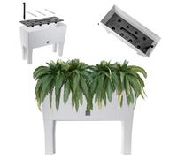 KADAX Maceta con patas, bancal de plástico en 2 tamaños, jardinera con diseño de ratán, jardinera para jardín, balcón, terraza, macetero, macetero para hierbas (60 cm/blanco)