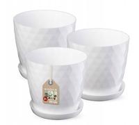 KADAX Maceta con Platillo, Maceta para Flores, Redonda, 25 cm, Blanco, 3...