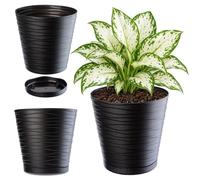 KADAX Maceta con platillo, macetero para Interior, Ligero macetero de plástico, Redondo, para Flores, Plantas, casa, macetero (25 cm, Antracita)