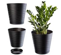 KADAX Maceta con platillo, Redondo, para Flores, Plantas, casa, macetero (13 cm, Antracita)