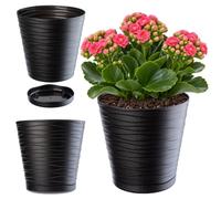 KADAX Maceta con platillo, Redondo, para Flores, Plantas, casa, macetero (15 cm, Antracita)