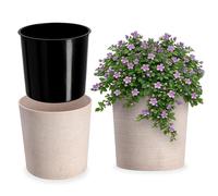KADAX Maceta de 30 cm con virutas de madera, elegante maceta con incrustación, maceta, macetero, macetero, protector de maceta para salón, oficina (crema)