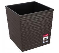 Maceta KADAX de plástico, maceta de jardín resistente a la intemperie para balcón, terraza, interior, maceta ligera con bandeja, macetero para plantas y flores (Marrón, Altura: 30 cm)
