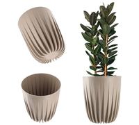 KADAX Maceta de plástico con materiales naturales, macetas modernas con patrón geométrico, maceta redonda con inserción, maceta de flores natural, maceta alta (30 cm, latón)