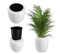 KADAX Maceta de plástico, diámetro de 39 cm, 5 colores, moderno florero, macetero para plantas, macetas, macetas de plástico, macetas redondas (altura: 40 cm, blanco)