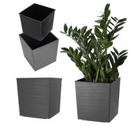 KADAX Maceta de plástico, maceta de jardín resistente a la intemperie para balcón, terraza, interior, maceta ligera con inserto, macetas para plantas, jardinera (grafito, altura: 25 cm)
