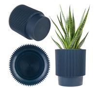 KADAX Maceta decorativa de plástico, maceta redonda para interior y exterior, maceta moderna para plantas de interior (azul oscuro, 14 cm)