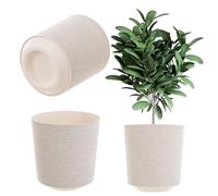 KADAX Maceta decorativa, maceta redonda, maceta de plástico, maceta para cultivo de plantas, maceta para hierbas para interior y exterior (color crema, 25 cm)