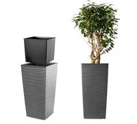 KADAX Macetero Alto de Diseño Moderno para Plantas de Interior y Exterior, Maceta Grande de Plástico, Jardinera Alta (Grafito, Texturizado, 75.5 cm, Aprox. 54L)