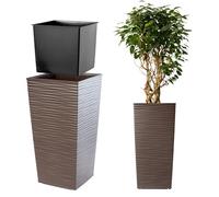 KADAX Macetero Alto de Diseño Moderno para Plantas de Interior y Exterior, Maceta Grande de Plástico, Jardinera Alta (Marrón, Texturizado, 75.5 cm, Aprox. 54L)