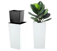 KADAX Macetero Alto de Diseño Moderno para Plantas de Interior y Exterior, Maceta Grande de Plástico, Jardinera Alta (Blanco, Liso, 57.5 cm, Aprox. 24L)