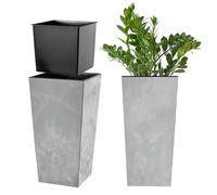 KADAX Macetero Alto de Diseño Moderno para Plantas de Interior y Exterior, Maceta Grande de Plástico, Jardinera Alta (Gris, Imitación Hormigón, 36 cm)