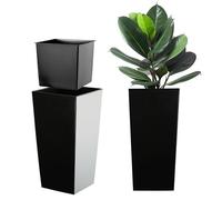 KADAX Macetero Alto de Diseño Moderno para Plantas de Interior y Exterior, Maceta Grande de Plástico, Jardinera Alta (Negro, Liso, 57.5 cm, Aprox. 24L)