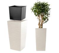 KADAX Macetero Alto de Diseño Moderno para Plantas de Interior y Exterior, Maceta Grande de Plástico, Jardinera Alta (Crema, Texturizado, 75.5 cm, Aprox. 54L)