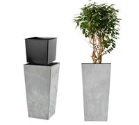 KADAX Macetero Alto de Diseño Moderno para Plantas de Interior y Exterior, Maceta Grande de Plástico, Jardinera Alta (Gris, Imitación Hormigón, 68 cm, Aprox. 29L)