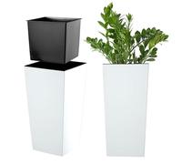 KADAX Macetero Alto de Diseño Moderno para Plantas de Interior y Exterior, Maceta Grande de Plástico, Jardinera Alta (Blanco, Liso, 46.5 cm, Aprox. 13L)