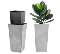 KADAX Macetero Alto de Diseño Moderno para Plantas de Interior y Exterior, Maceta Grande de Plástico, Jardinera Alta (Gris, Imitación Hormigón, 57.5 cm, Aprox. 18L)