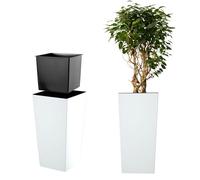 KADAX Macetero Alto de Diseño Moderno para Plantas de Interior y Exterior, Maceta Grande de Plástico, Jardinera Alta (Blanco, Liso, 68 cm, Aprox. 38L)