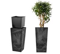 KADAX Macetero Alto de Diseño Moderno para Plantas de Interior y Exterior, Maceta Grande de Plástico, Jardinera Alta (Negro, Imitación Hormigón, 68 cm, Aprox. 29L)