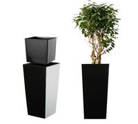 KADAX Macetero Alto de Diseño Moderno para Plantas de Interior y Exterior, Maceta Grande de Plástico, Jardinera Alta (Negro, Liso, 68 cm, Aprox. 38L)