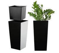 KADAX Macetero Alto de Diseño Moderno para Plantas de Interior y Exterior, Maceta Grande de Plástico, Jardinera Alta (Negro, Liso, 46.5 cm, Aprox. 13L)