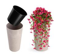 KADAX Macetero Alto de Plastico para Interior y Exterior, Maceta Grande y Decorativa para Plantas de Gran Tamaño y Árboles Pequeños (Crema, 19.5 cm)