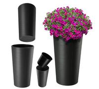 KADAX Macetero Alto de Plastico para Interior y Exterior, Maceta Grande y Decorativa para Plantas de Gran Tamaño y Árboles Pequeños (Negro, 25.5 cm, Aprox. 5L)