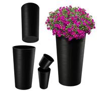 KADAX Macetero Alto de Plastico para Interior y Exterior, Maceta Grande y Decorativa para Plantas de Gran Tamaño y Árboles Pequeños (Negro, 30 cm, Aprox. 8L)