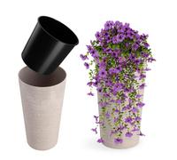 KADAX Macetero Alto de Plastico para Interior y Exterior, Maceta Grande y Decorativa para Plantas de Gran Tamaño y Árboles Pequeños (Crema, 25.5 cm)
