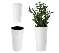 KADAX Macetero Alto de Plastico para Interior y Exterior, Maceta Grande y Decorativa para Plantas de Gran Tamaño y Árboles Pequeños (Blanco, 25.5 cm)