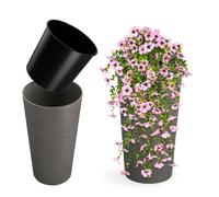 KADAX Macetero Alto de Plastico para Interior y Exterior, Maceta Grande y Decorativa para Plantas de Gran Tamaño y Árboles Pequeños (Gris, 30 cm)