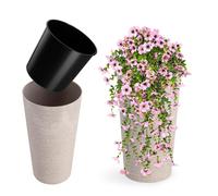 KADAX Macetero Alto de Plastico para Interior y Exterior, Maceta Grande y Decorativa para Plantas de Gran Tamaño y Árboles Pequeños (Crema, 30 cm)