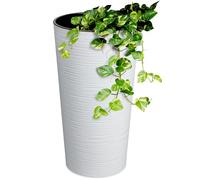 KADAX Macetero Alto de Plastico para Interior y Exterior, Maceta Grande y Decorativa para Plantas de Gran Tamaño y Árboles Pequeños (Blanco, 30 cm)