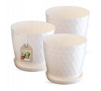 KADAX Macetero con platillo, macetero para flores, redondo, 18 cm, crema,...