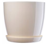 KADAX Macetero con platillo, macetero redondo, 18 cm, crema