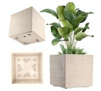KADAX Macetero con ruedas de 39 x 40 cm, de plástico con efecto de madera, para interior y exterior, color crema