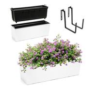 KADAX Macetero de 18,5 x 56 cm, diseño de ranura, color blanco, con soportes, con inserción, resistente a la intemperie, rectangular, para balcón y exterior