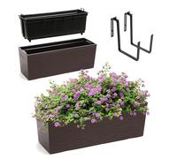 KADAX Macetero de 18,5 x 56 cm, diseño de rasgado, con soportes, con inserción, resistente a la intemperie, rectangular, para balcón y exterior