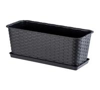 KADAX Maceta de Plástico de Imitación Ratán para Exterior, Macetero Rectangular con Platillo para Ventana, Jardinera para Balcón (Antracita, 40 cm)