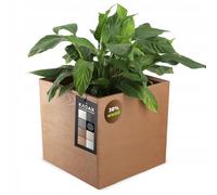 KADAX Macetero con ruedas, 39 x 40 cm, maceta grande de plástico efecto madera, maceta cuadrada para interior y exterior (marrón)