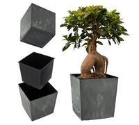 KADAX Macetero de plástico resistente a la intemperie para balcón, terraza, interior, maceta ligera con inserción, maceta para plantas (hormigón negro, altura: 25,7 cm), K9940