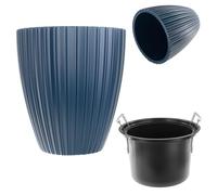KADAX Macetero decorativo con interior redondo, de plástico, para interior y exterior, color azul, 30 cm