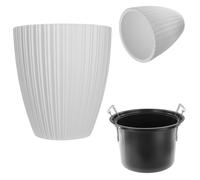 KADAX Macetero decorativo con interior redondo, de plástico, para interior y exterior, color blanco, 40 cm