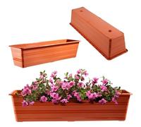 KADAX Macetero para balcón, de plástico, resistente a la intemperie, maceta, barandilla para el cultivo de flores, hierbas (60 cm, terracota)