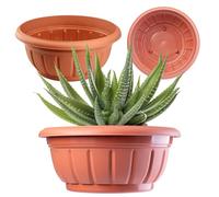 KADAX Macetero Redondo de plástico, Resistente a la Intemperie para Exteriores, Flores, Plantas, jardín, balcón, decoración, Maceta, Maceta de 26 cm, Terracota