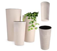 KADAX Maceteros Altos para Interior y Exterior, Macetas Grandes y Decorativas para Plantas de Gran Tamaño y Árboles Pequeños (Crema, Juego de 3)